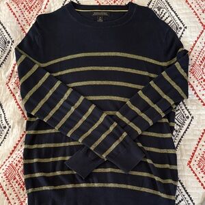 Banana Republic Navy and Olive Striped Crewneck Sweater